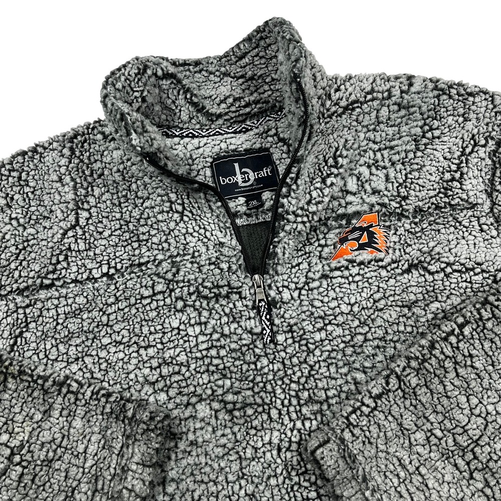 Aledo Bearcats Sherpa Fleece Pullover Mens 2XL Gray Quarter Zip Jacket *Flaw